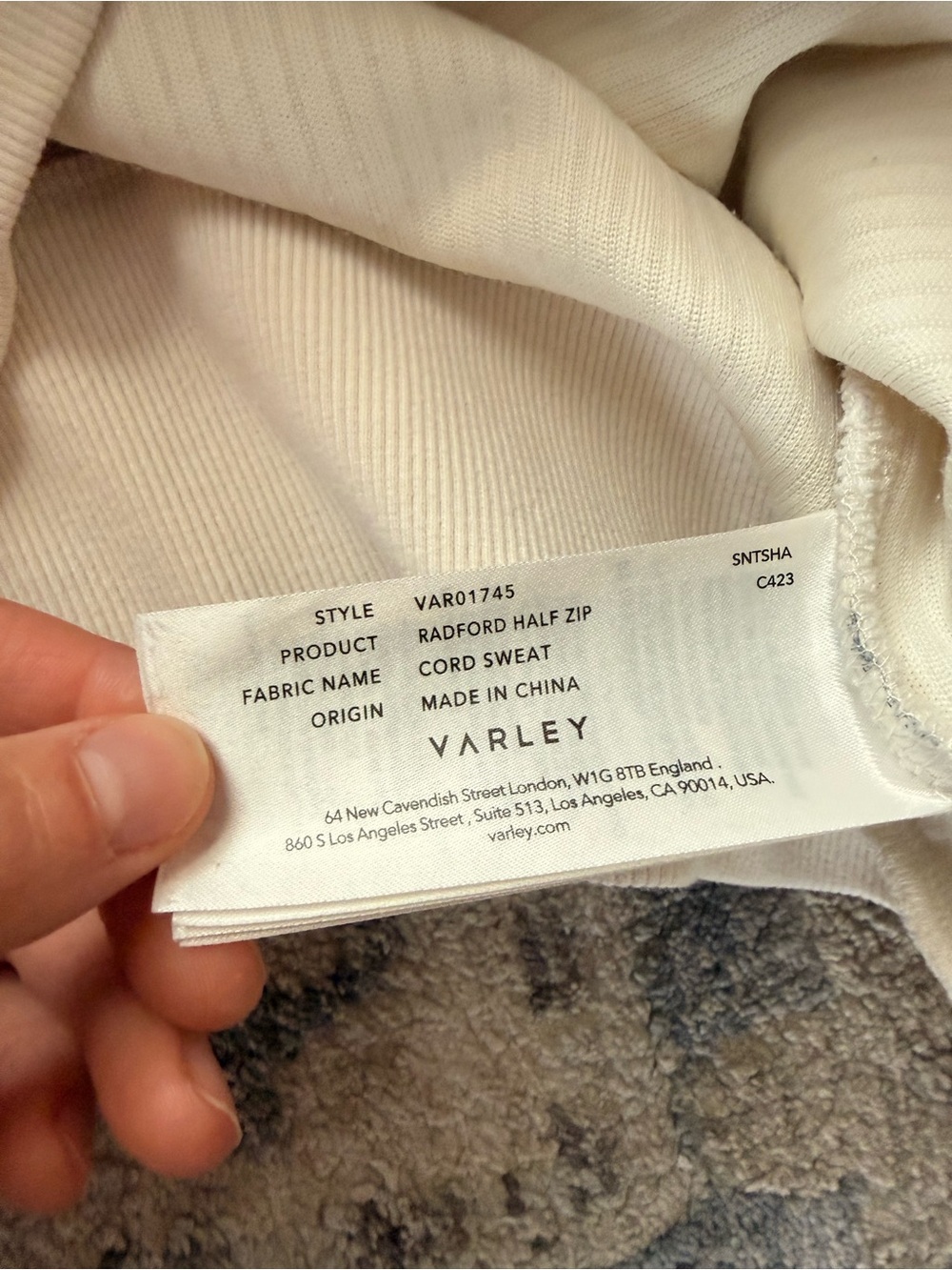 Varley Radford Half Zip Ivory Size Small - Picture 3 of 4